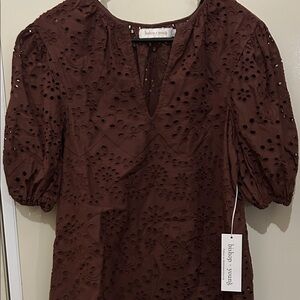 Bishop + Young Chocolate Eyelet Blouse